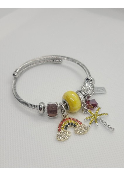 Gökkuşağı Charmlı Çelik Bileklik modelleri