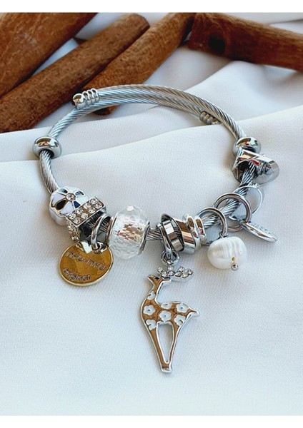 Model Geyik Charmlı Çelik Bileklik fiyatları