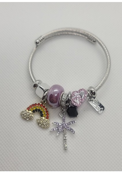 Gökkuşağı Charmlı Çelik Bileklik modelleri