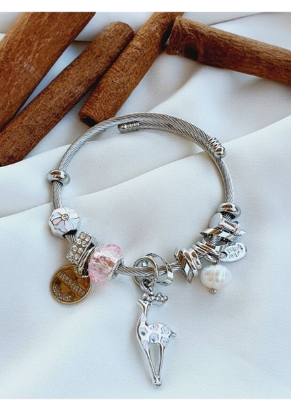 Gökkuşağı Charmlı Çelik Bileklik modelleri