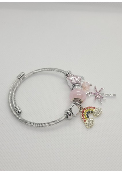 Gökkuşağı Charmlı Çelik Bileklik modelleri