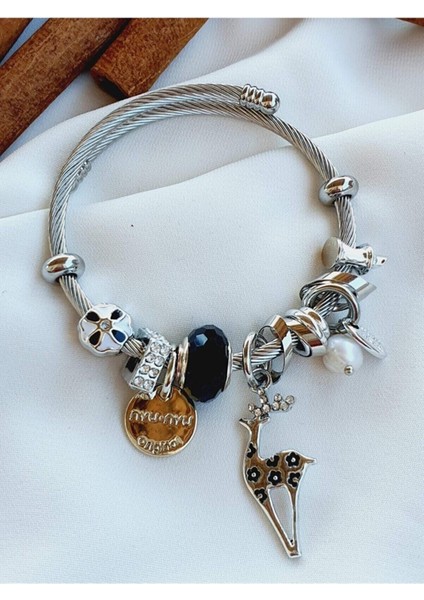 Gökkuşağı Charmlı Çelik Bileklik modelleri