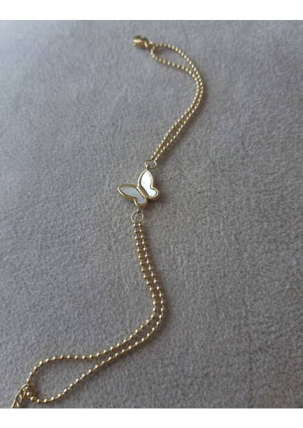 Kelebek Model Çelik Top Zincirli Bileklik