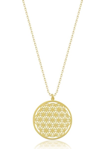 Kadın Yaşam Çiçeği Gold Çelik Kolye