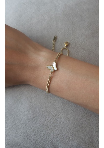 Kelebek Model Çelik Top Zincirli Bileklik modelleri