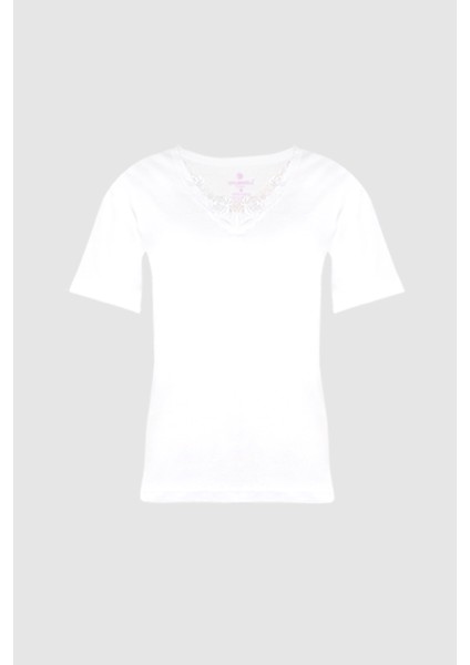 3'lü Bayan Ribana Güpürlü Yarım Kol Fanila -205