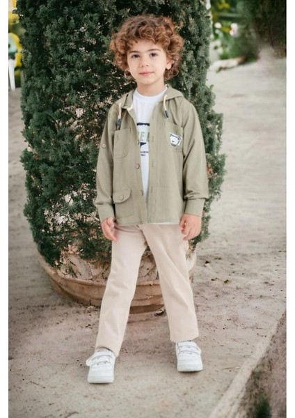 Kapüşonlu Gömlekli 3 Lü Erkek Çocuk Takım