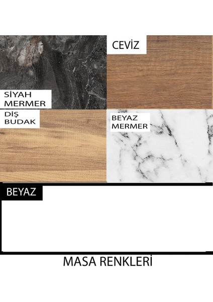 Yanlardan Açılır Yakamoz Masa Beyaz Mermer Topkapı Ayak 4 Adet Rüzgar Sandalye
