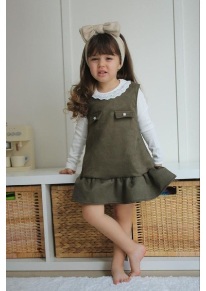 Yigit Butik Süet Kumaş Kız Çocuk Elbise