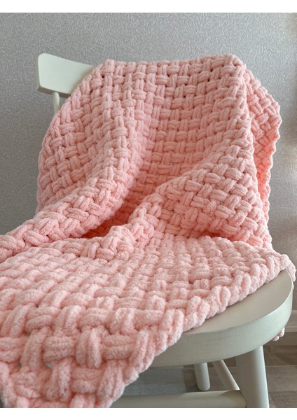 Handmade Pembe Puffy Bebek Battaniyesi 90X90 cm