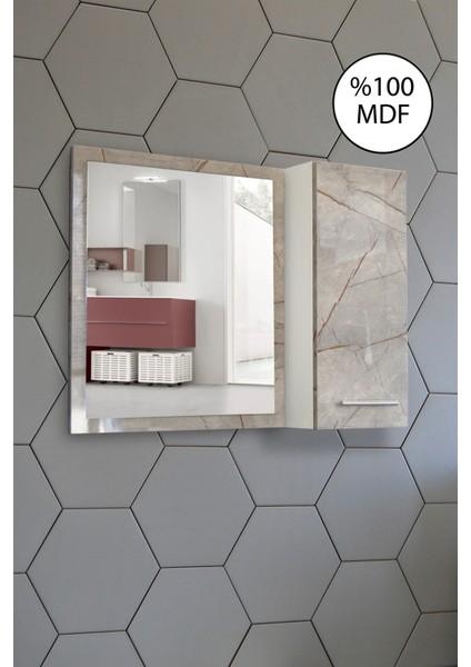 Aynalı Banyo Dolabı 80 cm Üst Modül Lagina