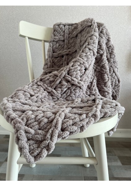 Handmade Taş Rengi Puffy Bebek Battaniyesi 90X90 cm