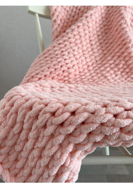 Handmade Pudra Pembe Puffy Bebek Battaniyesi 90X90 cm fiyatları