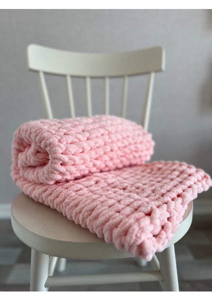 Handmade Pudra Pembe Puffy Bebek Battaniyesi 90X90 cm fırsatları