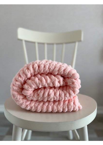 Handmade Pudra Pembe Puffy Bebek Battaniyesi 90X90 cm indirimleri