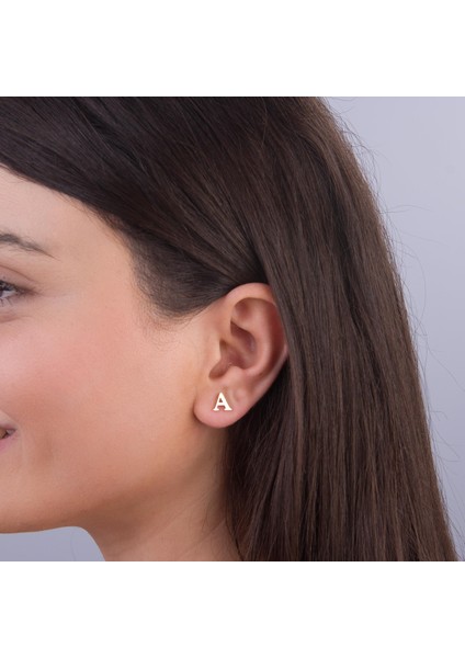 14 Ayar Altın A Harf Küpe 0,45 gr modelleri