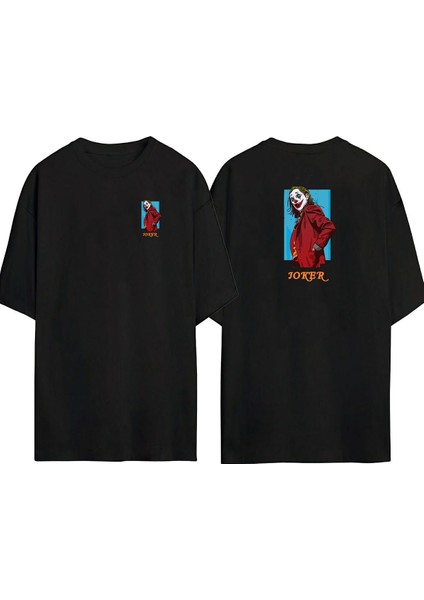 Joker Joaquır Phoenıx Ön Arka Baskılı Sıyah Oversize T-Shirt
