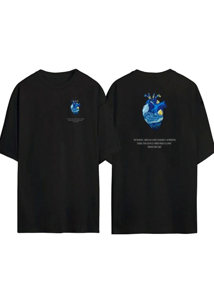 Los Pecadores, Vıncent Van Gogh Ön Arka Baskılı Sıyah Oversize T-Shirt