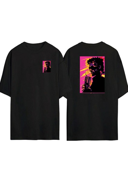 Tyler Durden Fıght Club Ön Arka Baskılı Sıyah Oversize T-Shirt