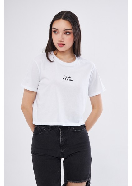 Baskılı Crop Tshirt