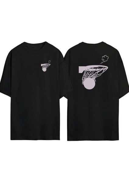 Basket, Swish Ön Arka Baskılı Sıyah Oversize T-Shirt