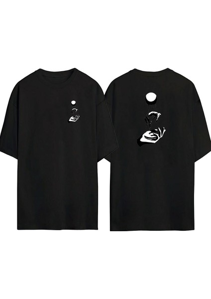 Elevate Ön Arka Baskılı Sıyah Oversize T-Shirt