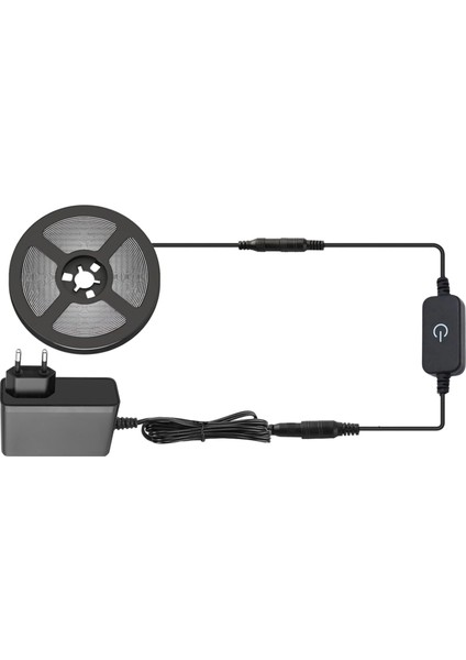 12V Yüksek Parlaklık 4040 Şerit LED Tak Çalıştır Hazır Set, 2 Metre Beyaz, Dokunmatik Aç-Kapa Dim edilebilir Anahtar ve Adaptör Dahil, Gizli Aydınlatma, Mutfak, Tezgah, Dolap İçi ve Ayna İçin