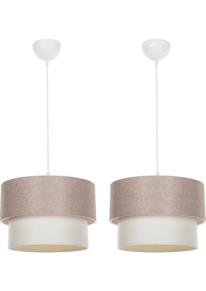 1 2'li Pasta Sarkıt Avize / Kumbeji E27 51-60 cm 30 x 55 Bej Plastik Şapkalı
