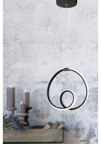 Siyah Eğirdir Ledli Avize Siyah Salon / Oturma Odası 1 Ledli 25 x 70 GU10 Alüminyum 61-70 cm