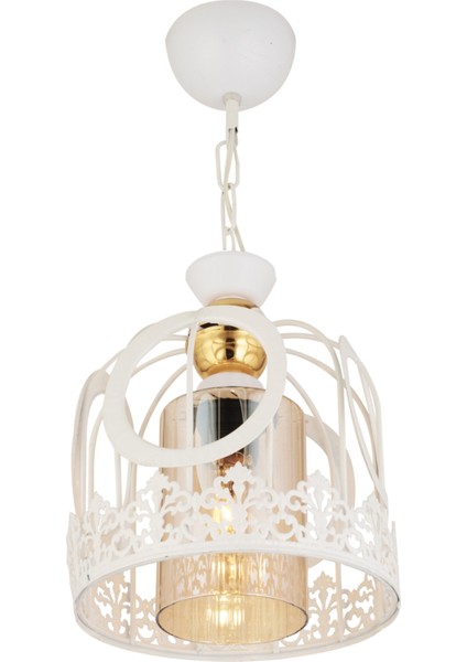 1 Tekli Dantel Beyaz Modern Avize 25 Antre / Hol 51-60 cm Beyaz E27 Metal Modern modelleri