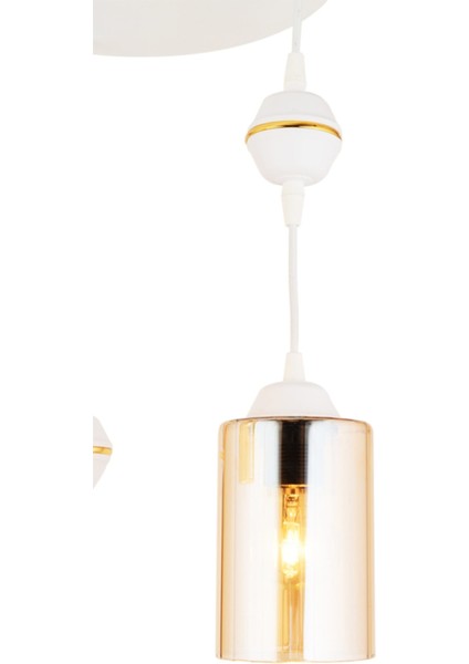 Modern Sarkıt Tepsi 2'li Beyaz Silindir Cam Modern Aşağı Bakan Avize E27 61-70 cm Metal 2 Beyaz
