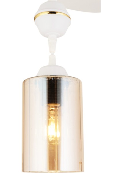 Modern Sarkıt Tepsi 2'li Beyaz Silindir Cam Modern Aşağı Bakan Avize E27 61-70 cm Metal 2 Beyaz