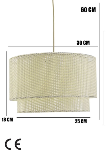 1 Avize,sarkıt,modern Rudra Model Salon / Oturma Odası Modern E27 71-80 cm Kumaş 32 x 70 Bej