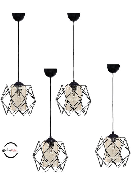 81-90 cm 4 Adet Koza One Glass Salon Avize, Mutfak Avize, Hol Avize, Cam Avize 4 Modern 26 x 73 E27