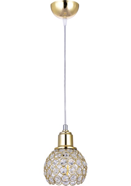 1 Hürrem Tekli Sarkıt Avize (Gold) Altın Kristal Taş Taşlı E27 51-60 cm