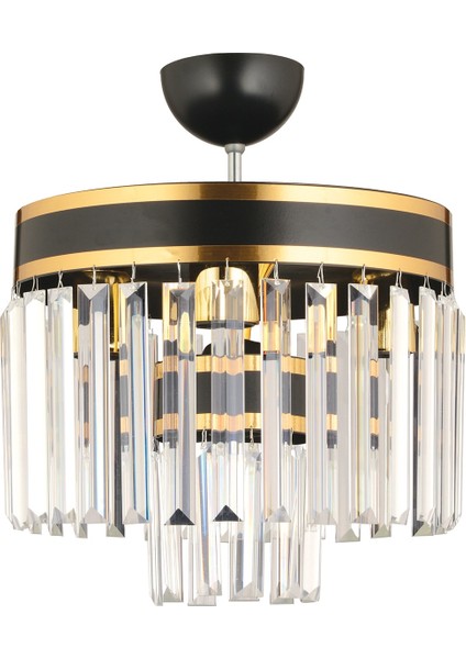 Siyah Nesil 4 Lü 2 Katlı Siyaha Gold Yaldızlı 30 Luk Modern Avize E27 Metal Modern 4