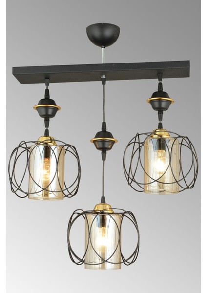 61-70 cm Sıralı Siyah 3'lü Güneş Aşağı Bakan Lüks Avize Siyah E27 35 x 50 Modern Metal 3 fiyatları