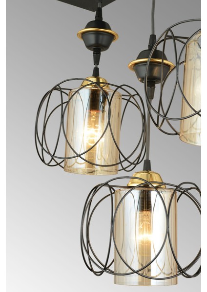 61-70 cm Sıralı Siyah 3'lü Güneş Aşağı Bakan Lüks Avize Siyah E27 35 x 50 Modern Metal 3 fırsatları