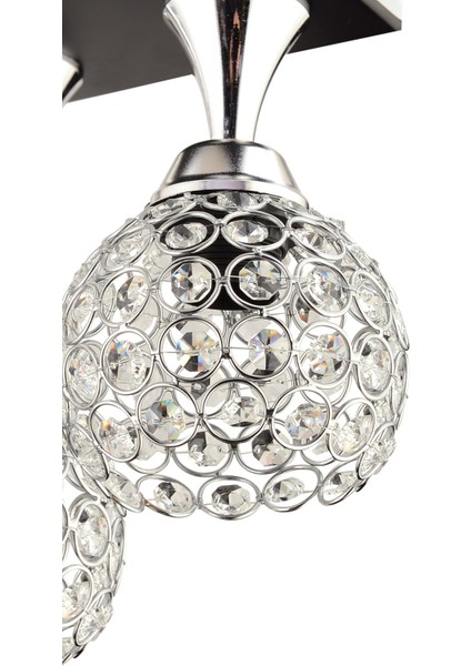 Metal Cansu 3 Lü Siyah Krom Yaldızlı Kristal Top Modern Avize Siyah Modern 3 E27 modelleri