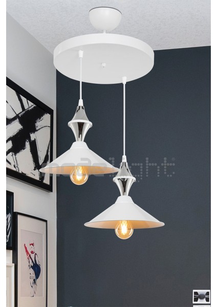 61-70 cm Akses Küre /karo 2li Maya Sarkıt Modern E27 Plastik 2 Beyaz