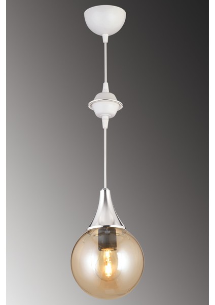 Modern Beyaz Tekli Bal Glop Top Camlı Krom Aşağı Bakan Lüks Modern Avize 81-90 cm 35 x 35 Metal 1 B modelleri