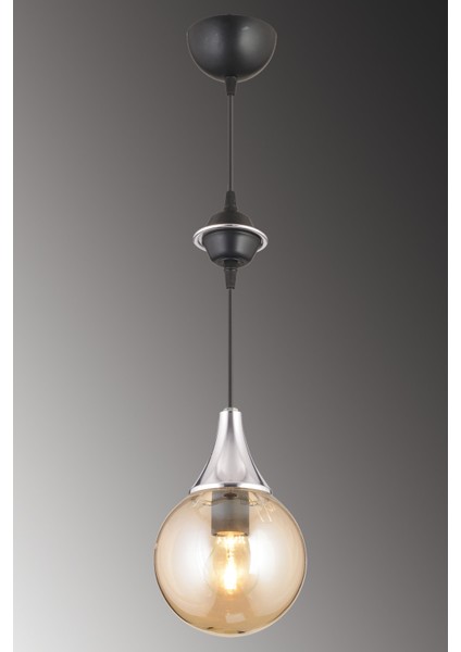 E27 Siyah Tekli Bal Glop Camlı Krom Aşağı Bakan Lüks Modern Avize 81-90 cm Modern Siyah 35 x 35 Met fiyatları