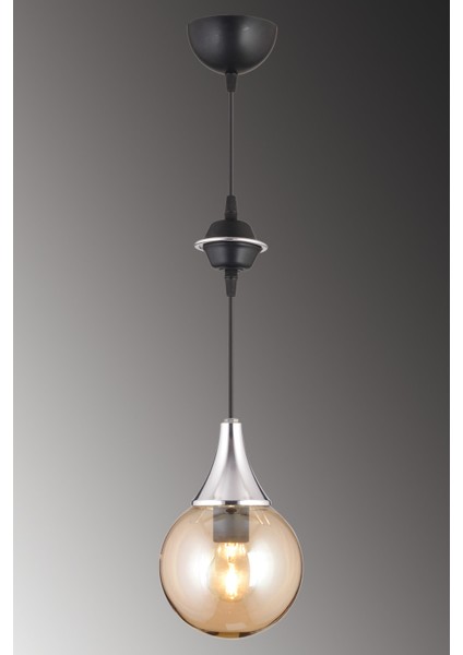 E27 Siyah Tekli Bal Glop Camlı Krom Aşağı Bakan Lüks Modern Avize 81-90 cm Modern Siyah 35 x 35 Met modelleri