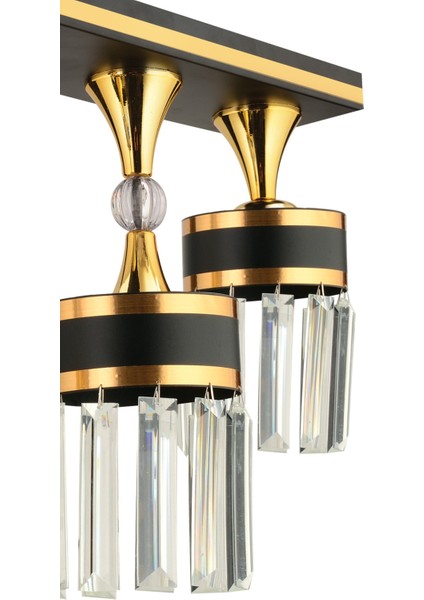 Siyah Derin 4 Lü Caka Siyaha Gold Kristal Taş Modern Aydınlatma Taşlı Metal E27 4 fiyatları