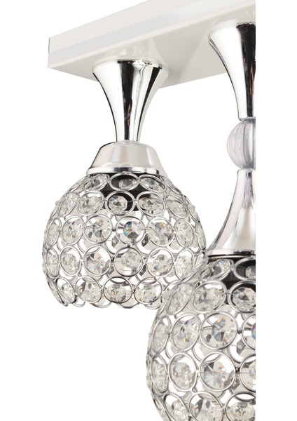 E27 Cansu 3 Lü Beyaz Krom Yaldızlı Kristal Top Modern Lüks Avize Metal Modern 3 Beyaz fiyatları