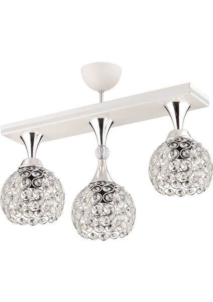 E27 Cansu 3 Lü Beyaz Krom Yaldızlı Kristal Top Modern Lüks Avize Metal Modern 3 Beyaz fırsatları