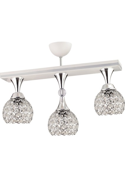 E27 Cansu 3 Lü Beyaz Krom Yaldızlı Kristal Top Modern Lüks Avize Metal Modern 3 Beyaz indirimleri