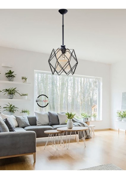 Mutfak Jaka Lüx Salon Mutfak Sarkıt Cam Avize Siyah 1