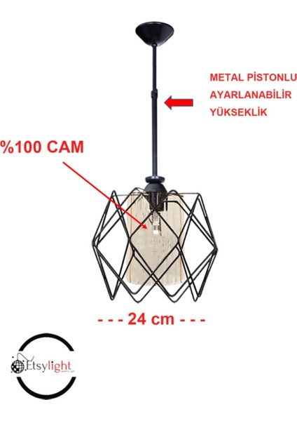 Mutfak Jaka Lüx Salon Mutfak Sarkıt Cam Avize Siyah 1 fırsatları