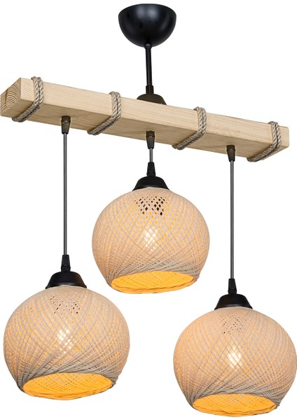 Bej Aspe 3lü Avize - Krem Yumak Toplu/salon-Oturma Odası-Çocuk Odası-Yemek Odası-Mutfak-Antre-Hol fiyatları